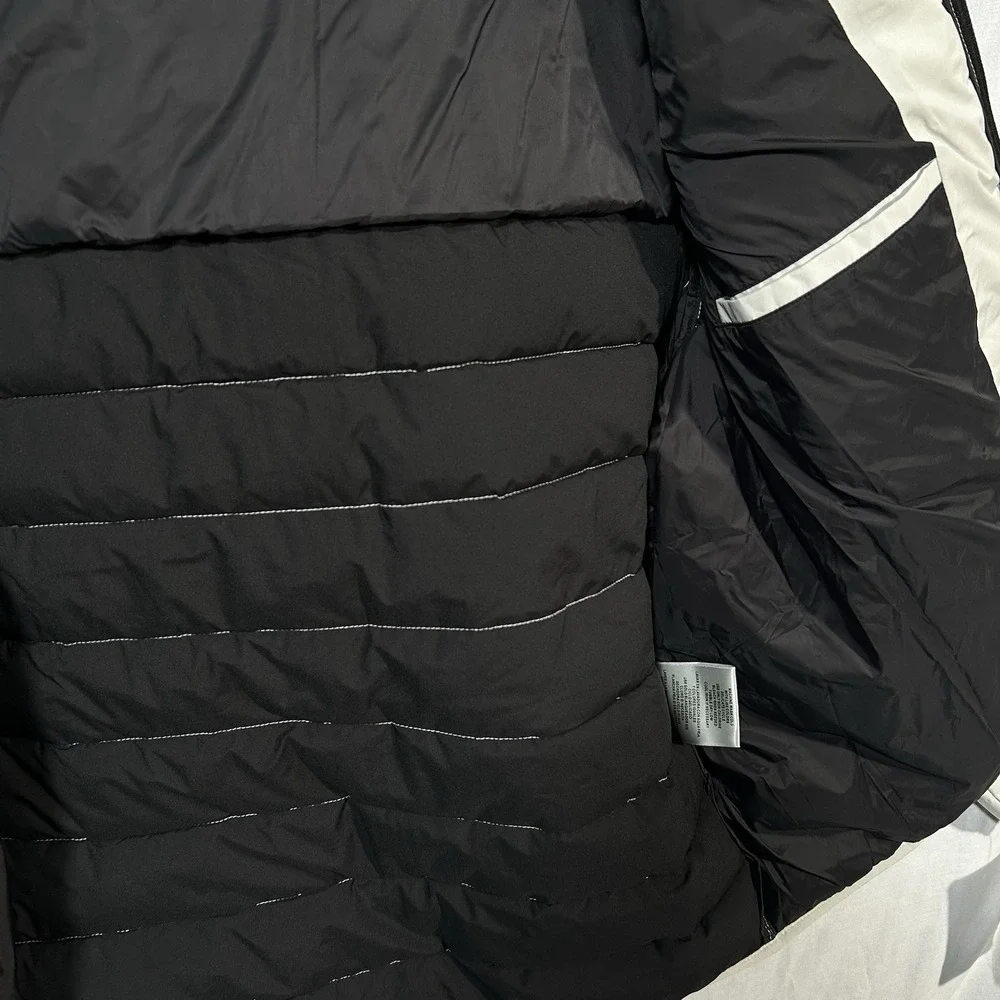 Levis Mens Stretch Quilted Puffer Jacket XL Off-White-Ice Hooded Water Resistant